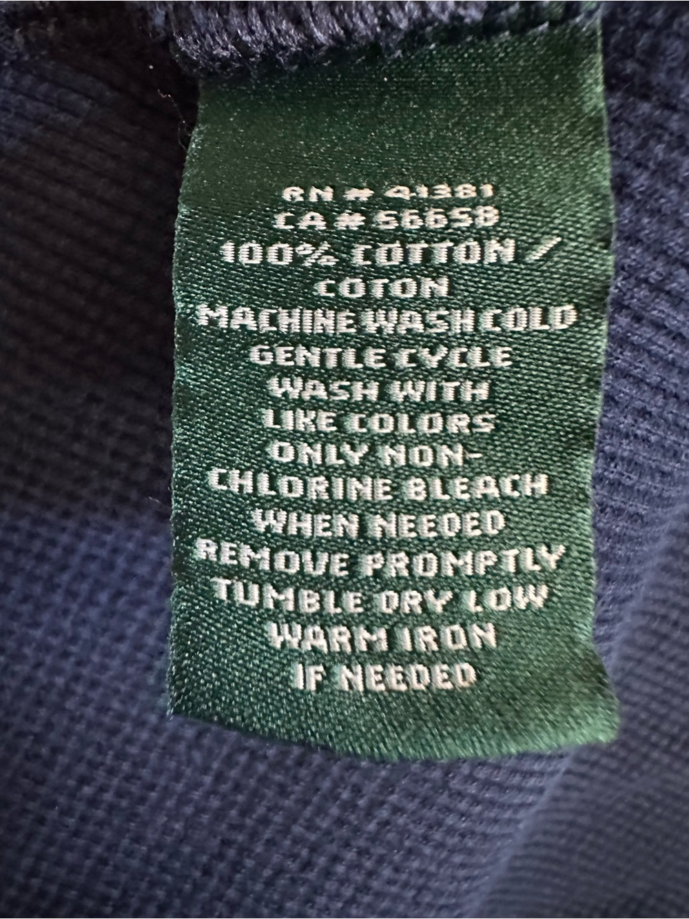 Lauren Ralph Lauren Waffle-Knit Cotton Henley Midi Dress Navy Size L - Picture 9 of 9